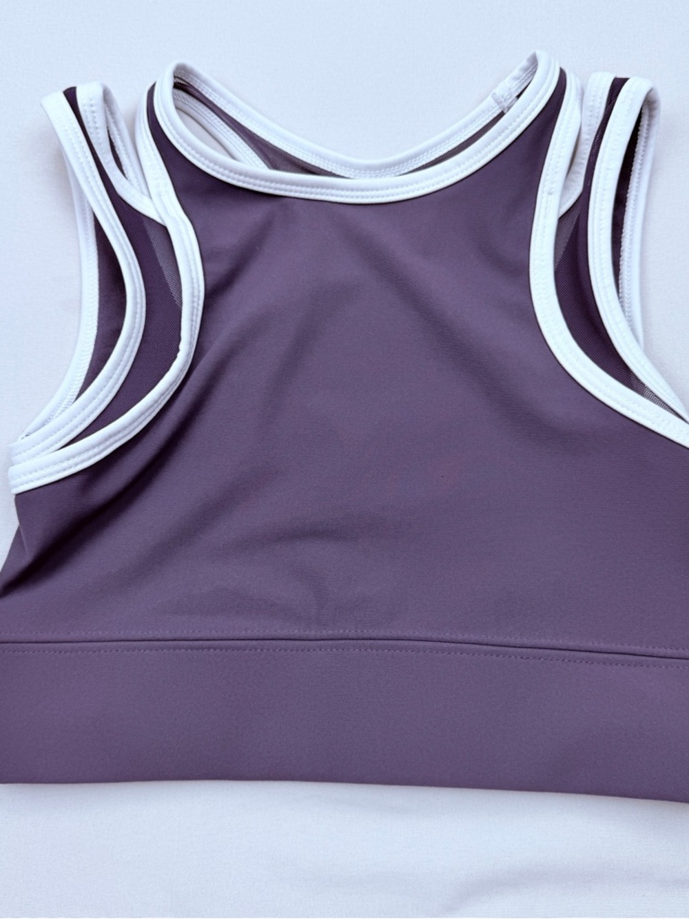 Old Navy Purple Tank-Style Sports Bra with White Trim - Picture 2 of 8